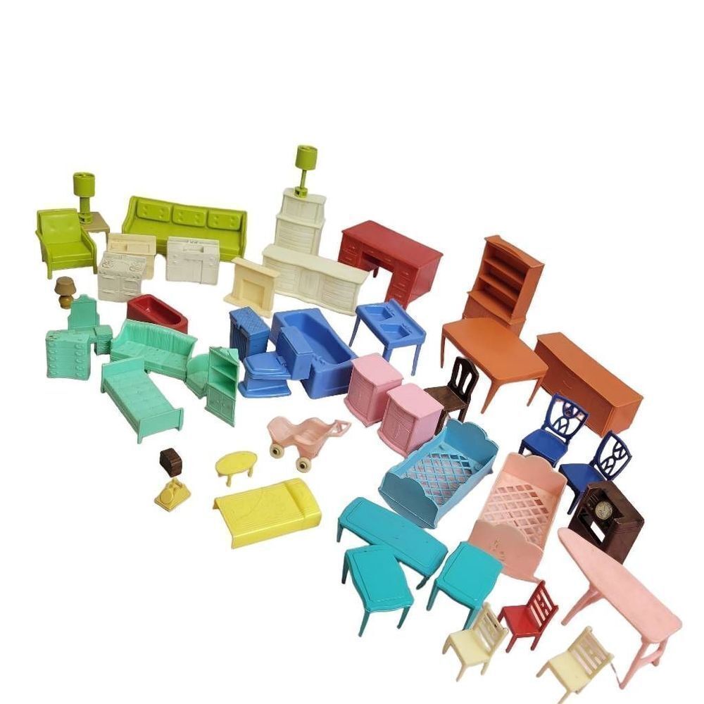 Vintage doll furniture lot 47 pcs